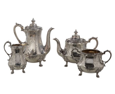 A Victorian silver baluster four piece tea and coffee service by William Hunter   A Victorian silver baluster four piece tea 