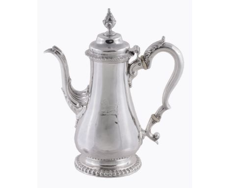An early George III silver baluster coffee pot, possibly by Jacob Marsh   An early George III  silver baluster coffee pot,   