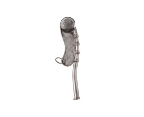 A Chinese export silver small bosun's call by Zheng Li, Canton circa 1860-1900   A Chinese export silver small bosun's call b