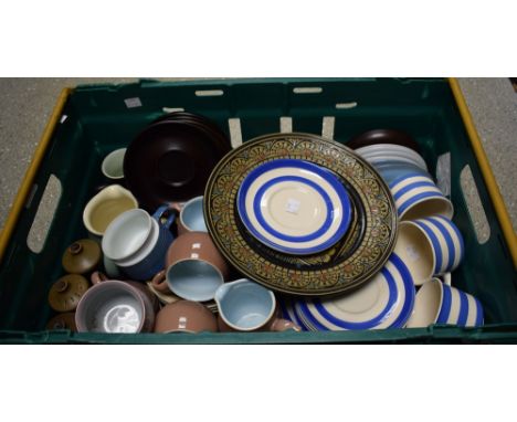 Ceramics - T G Green blue banded Cornish ware, cups, jugs, saucers, plates etc;  others Langley Mill;  Denby etc 