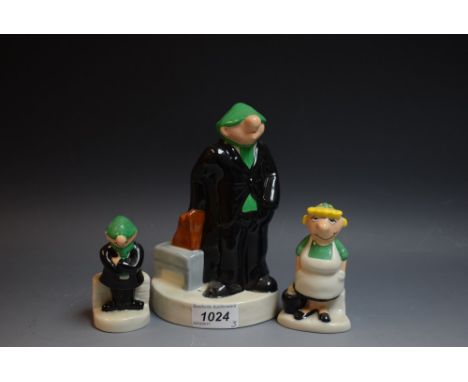 A Wade novelty Andy Capp coin bank, Mirror Group Newspaper 1998; a pair of Wade Andy Capp novelty salt and pepper pots (3)
