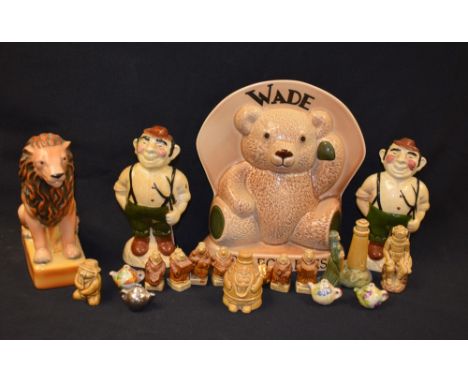 A Wade lion model for UKI Ceramics, limited edition of 350; a Wade Collector's Club Teddy Bear sign; other Wade Whimsies, som