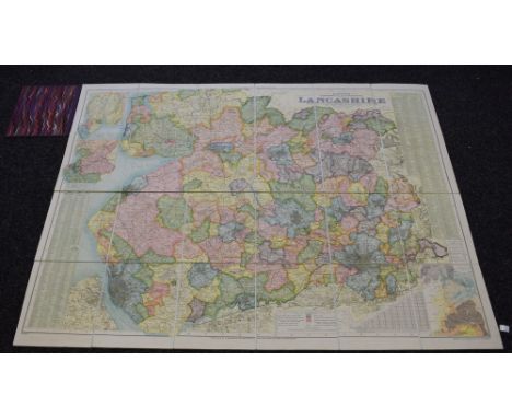 Bacon's Excelsior Commerival & Industrial Map of Lancashire, Showing Railways, Roads, Elevations & Distances, Also Local Gove