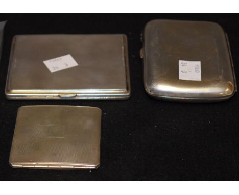 A George V silver cigar case, gilt interior, Birmingham 1935, sponsor's mark Joseph Gloster, 2.6ozt; a George V silver card c