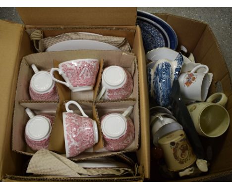 Ceramics - a Broadhurst Ironstone Constable Series dinner service for six comprising plates, side plates, dessert bowls, cup 