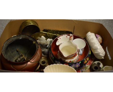 Ceramics and metalware - a Maling style lustre floral decorated bowl; a Royal Worcester jug, decorated flowers and fruit; a S
