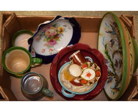 A Denby Glyn Colledge mug; another, a Glynware dish; an Abbeydale Chrysanthemum pattern trinket dish; a pair of James Kent co