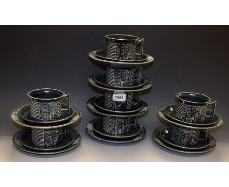A Portmeirion Susan Williams-Ellis coffee set for eight comprising side plates, cups and saucers