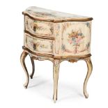 A FRENCH WHITE AND POLYCHROME PAINTED COMMODE, LATE 19TH CENTURY