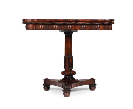 Y  A GEORGE IV ROSEWOOD CARD TABLE CIRCA 1825 74cm high, 91.5cm wide, 46cm deep (88.5cm opened)  Condition Report:  PLEASE NO