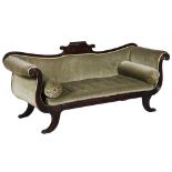 Y A REGENCY CARVED SIMULATED ROSEWOOD AND UPHOLSTERED SOFA, IN THE MANNER OF GILLOWS
