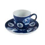 A BOW PORCELAIN POWDER-BLUE GROUND COFFEE CUP AND SAUCER, CIRCA 1765