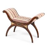 A SIMULATED ROSEWOOD AND GILT METAL MOUNTED WINDOW SEAT, LATE 19TH CENTURY