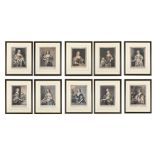 AFTER ANTHONY VAN DYCK, A SET OF TEN FRAMED PORTRAITS OF NOBLE LADIES