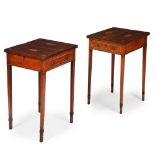 A PAIR OF MAHOGANY AND INLAID CARD TABLES, CIRCA 1900