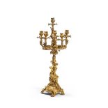 AN ORMOLU SIX-LIGHT CENTERPIECE CANDELABRUM IN ROCOCO STYLE, 1860-80