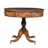 A WALNUT DRUM LIBRARY TABLE, SECOND QUARTER 19TH CENTURY