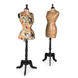 TWO DECOUPAGE DECORATED MANNEQUINS, MID 20TH CENTURY