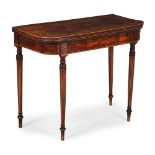 Y A REGENCY ROSEWOOD AND BURR YEW CROSSBANDED CARD TABLE, CIRCA 1815