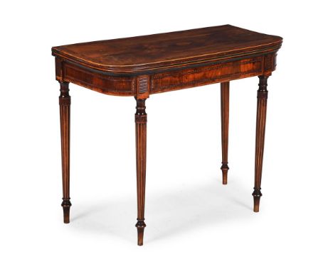 Y  A REGENCY ROSEWOOD AND BURR YEW CROSSBANDED CARD TABLE CIRCA 1815 71cm high, 87cm wide, 89cm deep  Condition Report:  PLEA
