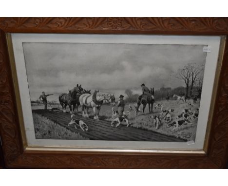 S Wright, (20th century), after, a print, plough and hunt horses, and R Wheelwright, (20th century), plough horses, each 43 x