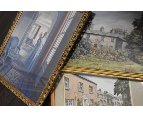 Ella Lightfoot, (20th century), a watercolour, Cartmel, attributed verso, 25 x 36cm mounted framed and glazed, 45 x 54cm, and