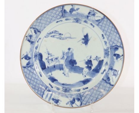 China porcelain plate blanc-bleu 18th decor of characters and deerRegion: CHINASizes: D=275mmWeight (K): 0,56kgCondition: at 
