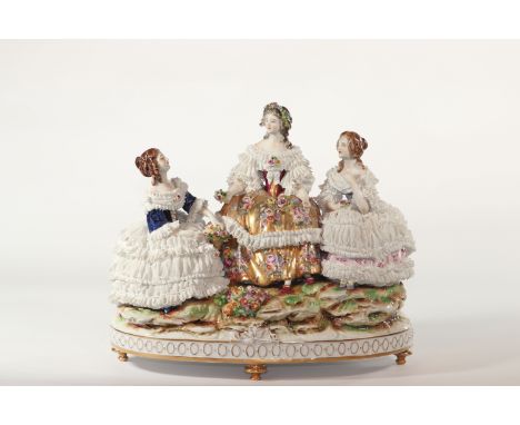 German porcelain group"Saxony" 19thSizes: H=300mm L=350mm l=200mmWeight (K): 5kgCondition: at first glance - good condition -