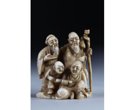 Netsuke carved from a group - figures. Japan Meiji period around 1900Region: JAPANSizes: H=58mm L=50mmWeight (K): 0,056kgCond