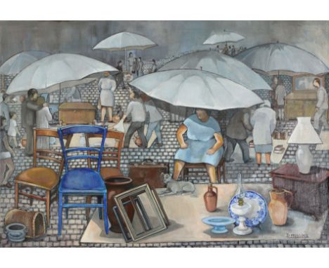 Denise GERION - MOSSOUX oil on canvas"The Blue Chair" in all its forms"Sizes: H=700mm L=1000mmWeight (K): 3kgCondition: at fi