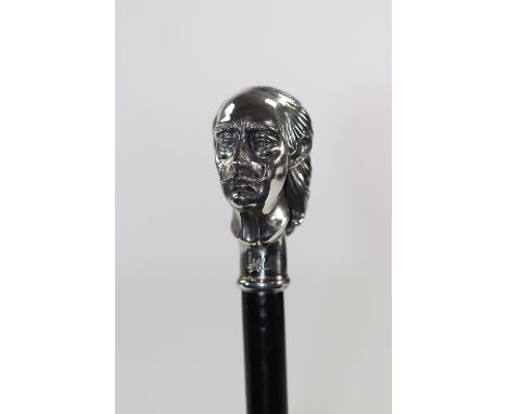 Salvador Dali The Cane of Dali Circa 1980 Self-portrait sculpture of Salvador Dali in silver on a wooden caneSizes: L=890mmWe