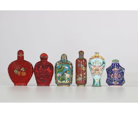 China set of enameled snuffboxes and variousRegion: CHINASizes: H= de 60 a 85mmWeight (K): 0,3kgCondition: at first glance - 