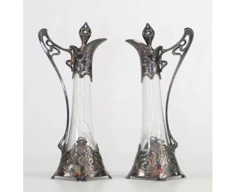 Art Nouveau pair of richly decorated jug circa 1900Sizes: H=230mm D=90mmWeight (K): 0,8kgCondition: at first glance - good co