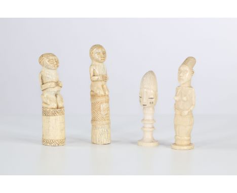 4 African statuettes MambetuSizes: H=190mmWeight (K): 0,785kgCondition: At first glance - normal wear - patina of use - no re
