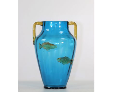 Japanese-style glass vase, application of fish, probably August Jean, France, circa 1880Sizes: H=270mm D=180mmWeight (K): 1,3