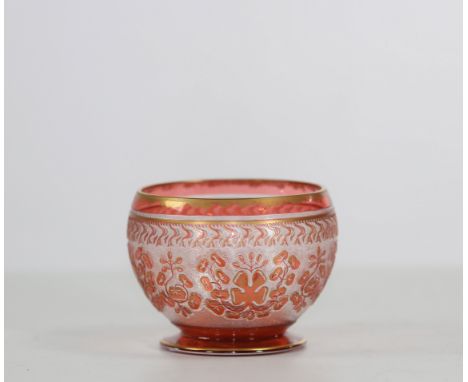 Art-Nouveau crystal bowl cleared with acid, France, Circa 1900Sizes: H=80mm D=110mmWeight (K): 0,65kgCondition: at first glan