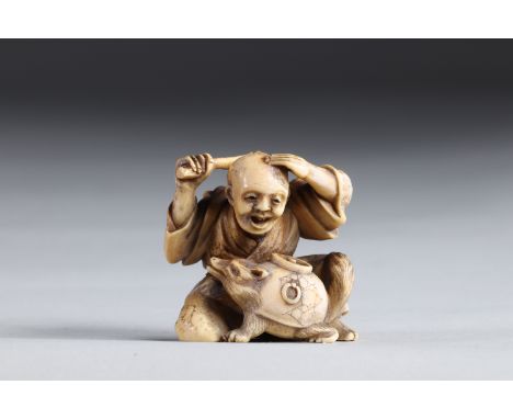Netsuke carved - a character and an animal. Japan Meiji 19th centuryRegion: JAPANSizes: H=40mm L=35mmWeight (K): 0,029kgCondi