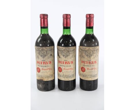 3 bottles PETRUS pomerol red 1969Sizes: 75clWeight (K): 3kgCondition: (correct capsules, correct labels, good levels)