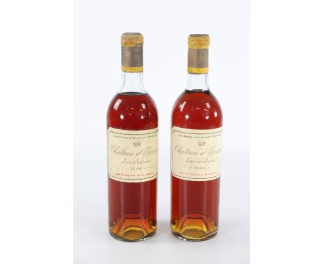 2 bottles of Chateau d'Yquem - Lur Saluces - 1966Sizes: 75clWeight (K): 2kgCondition: (slightly convex capsules - correct lev