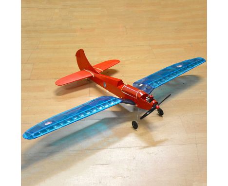 Red and blue gull wing model aircraft, wingspan 100cm (39 inches), powered by Redfin 061 diesel engine