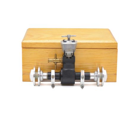A well made diesel aero model aircraft engine, in wooden case