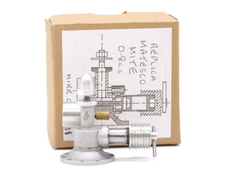A Mike Crisp replica of a Majesco Mite 0.8cc diesel aero model aircraft engine, boxed