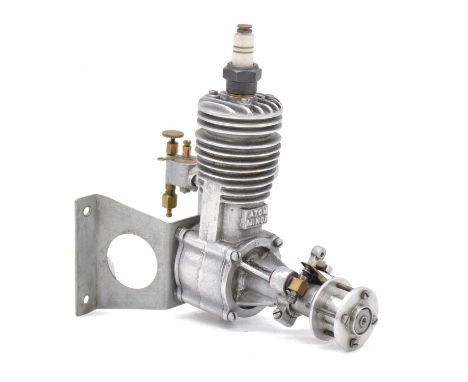 An Atom Minor Mk I 6cc spark ignition aero model aircraft engine, mounted