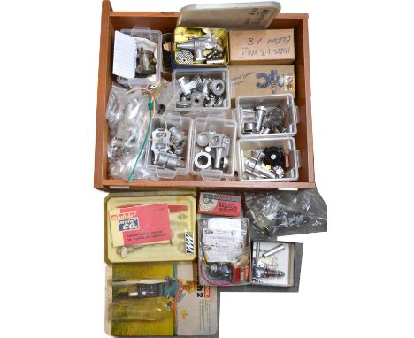 A tray containing model aircraft engine parts, fuses, tanks, electronics, etc.Qty: 1 tray