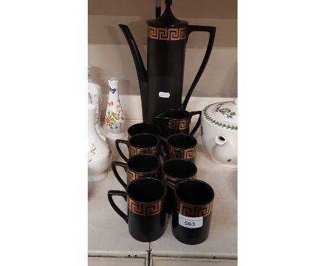 Portmeirion â€˜Greek Keyâ€™ coffee set - coffee pot, six cups, sugar basin and cream jug