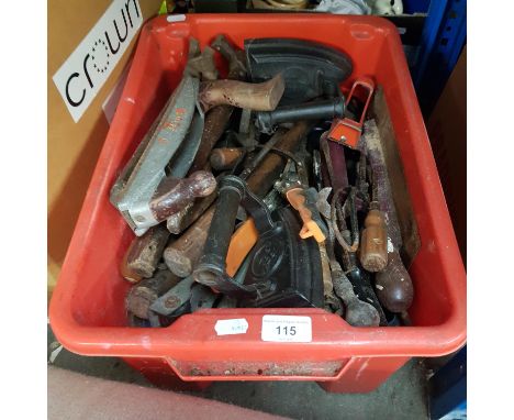 A crate of hand tools 