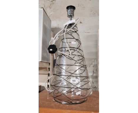 A modern glass table lamp, height 56cm.