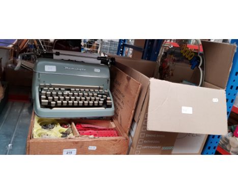 A mixed lot including a typewriter, toys, Meccano, a Donald Duck mirror etc.