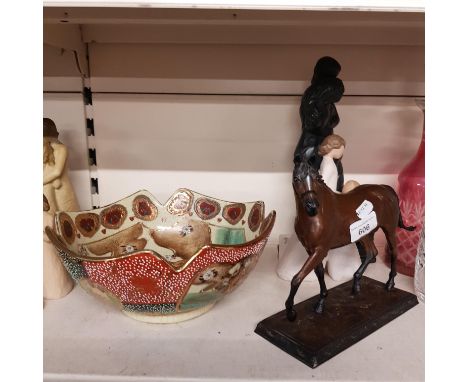 A mixed lot comprising Franklin mint cold painted bronze horse 'Poised for Glory' by Dr Robert Taylor, a Willow Tree figurine