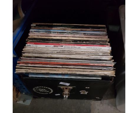 A case of vinyl LP records including Deep Purple, Cream, Meat Loaf, Rolling Stones, Elvis, Quincey Jones, Otis Reading, Eric 